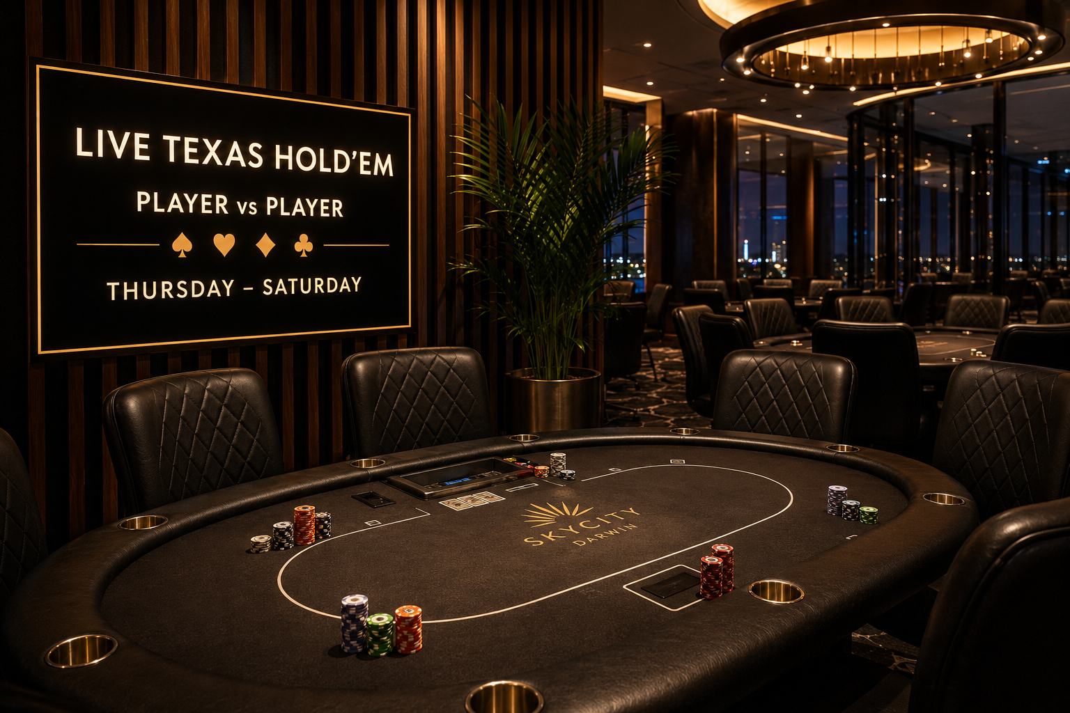 Live Texas Hold'em poker table at Skycity Darwin